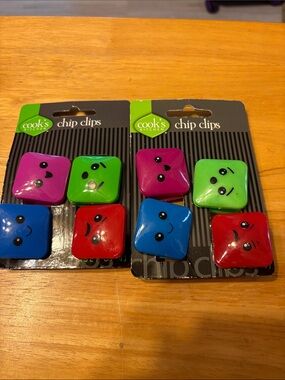 Multicolor Smiley Chip Clips - two packs of 4.